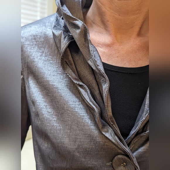 Beautiful silver gray wire collar jacket sz 6 - Picture 4 of 6
